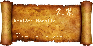 Komlósi Natália névjegykártya
